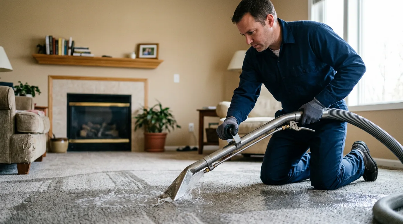 Water damage restoration technician working near Conway, AR